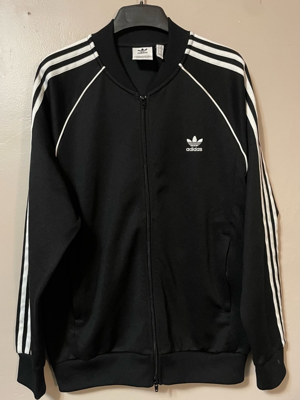adidas Black Jacket with White Trefoil Logo